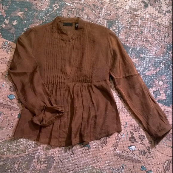 Apostrophe Sheer Brown Blouse! - Picture 3 of 5